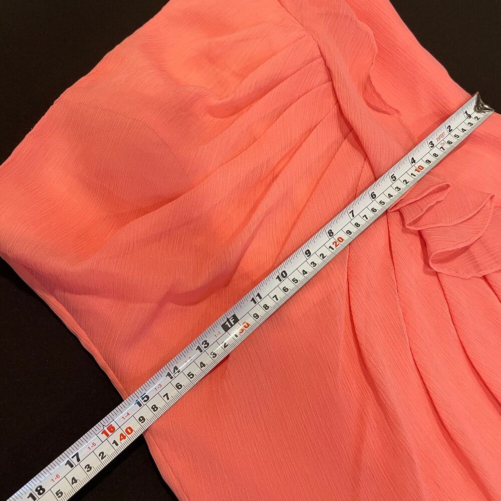 ~ Angelina Faccenda 10 peach 1-shoulder ruffle cocktail dress light flowy sheath - Picture 9 of 14